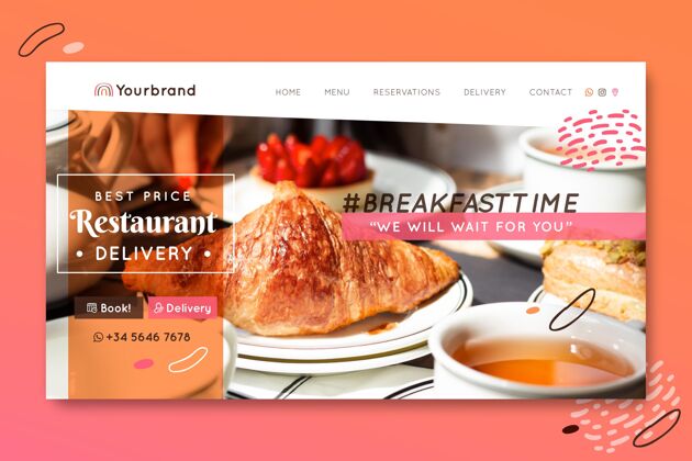 网页模板早餐餐厅登录页烹饪模板厨房
