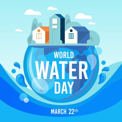 全球平面世界水日插图淡水国际平面设计