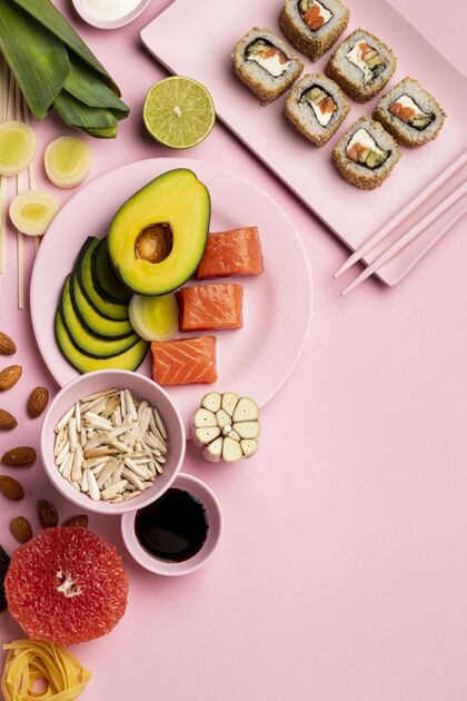 框架顶视图灵活饮食寿司安排平面图美味