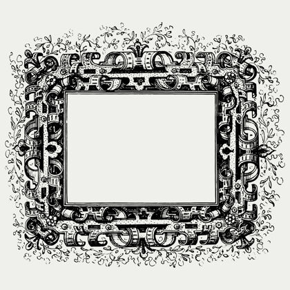 黑画框中世纪黑白相框复古古董黑白