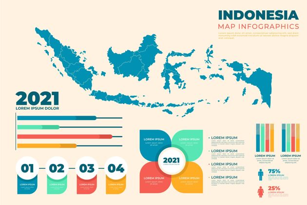 增长平面印尼地图信息图信息营销图表