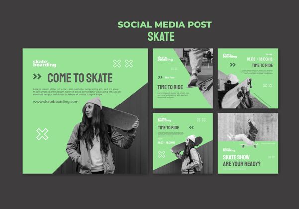 Instagram帖子Instagram为女滑板运动员发布滑板集锦帖子收集活动