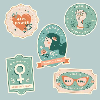 妇女节国际妇女节标签女性徽章收藏