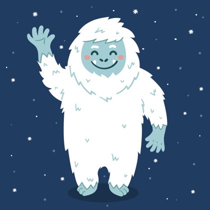 动物手绘雪人可恶雪人插图野兽怪物幽灵