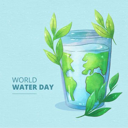 玻璃世界水彩日保护世界水日地球地球