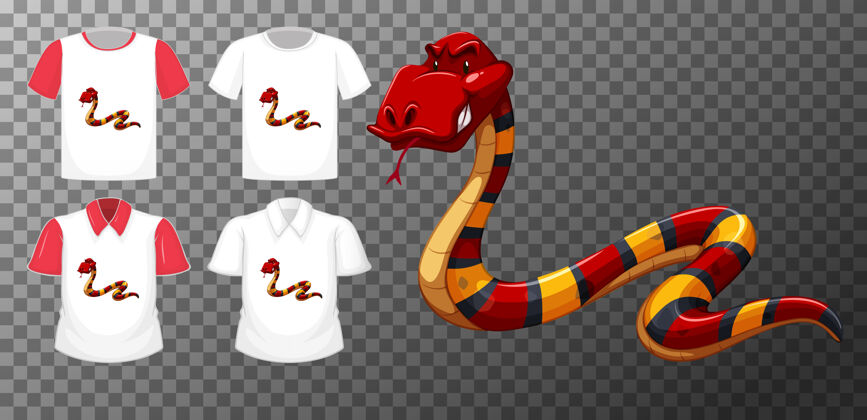 T恤红蛇卡通人物与多种类型的衬衫颜色爬行动物时尚