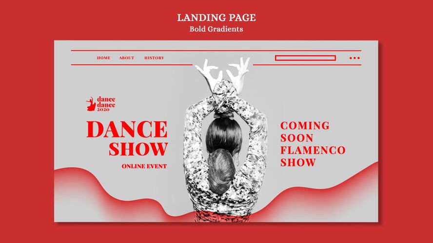 模板弗拉门戈女舞者表演的登陆页面模板梯度网页模板粗体