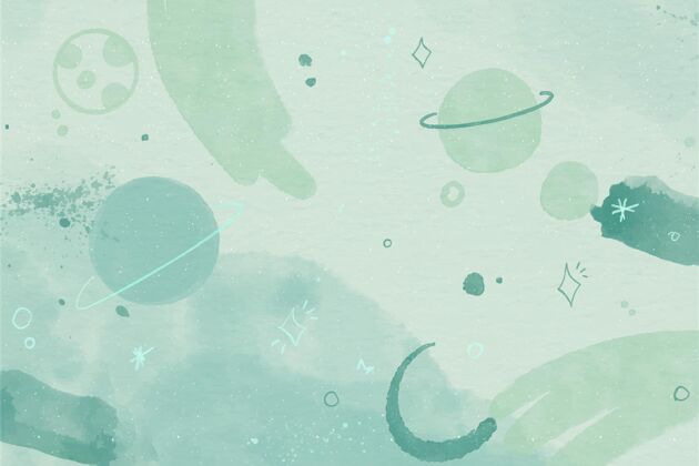 水彩画单色水彩银河墙纸艺术家天文学行星