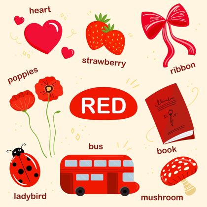 童年英语红色词汇集红色收藏幼儿园