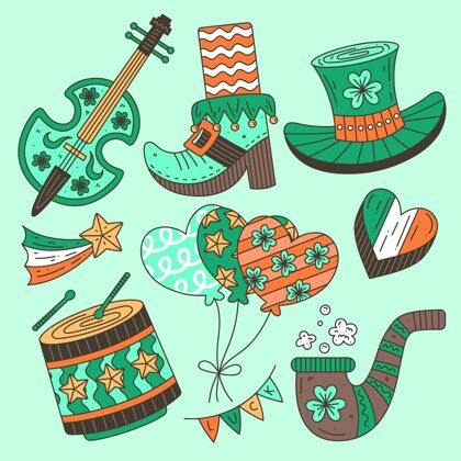 符号圣帕特里克日元素系列十一月文化爱尔兰