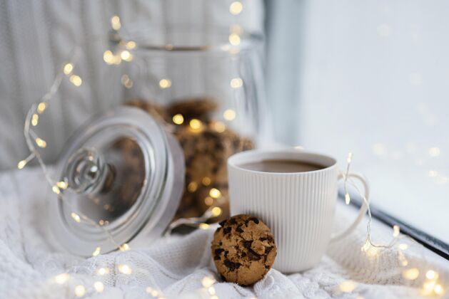 静物一杯茶和饼干爱好茶冬天