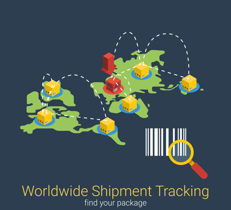 搜索跟踪全球发货搜索平面等距网上订单发货包装邮件全球