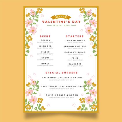 2月14日情人节菜单模板感情圣人情人节事件