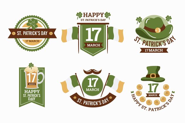 爱尔兰绘制圣帕特里克节标签集幸运春季抽奖