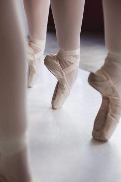 舞蹈专业芭蕾舞演员穿着尖头鞋训练紧身衣垂直女