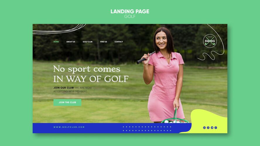 登陆高尔夫概念登陆页模板练习训练网页模板