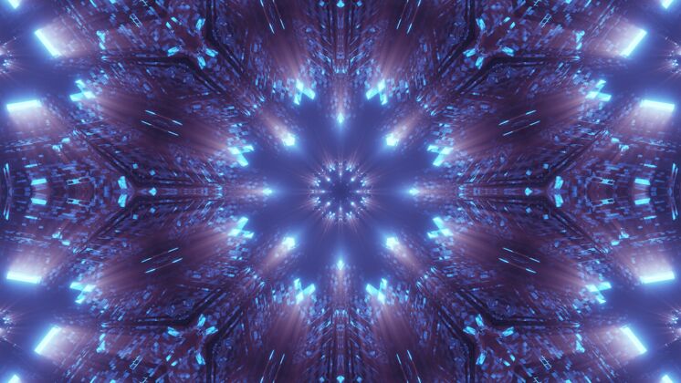 光线宇宙环境与五颜六色的霓虹激光灯效果数字迷幻