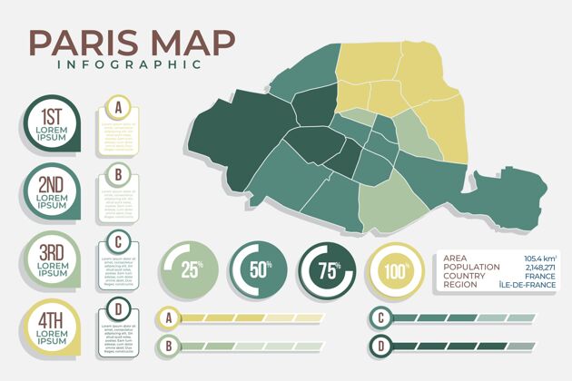 数据平面巴黎地图信息图地图信息图巴黎地图