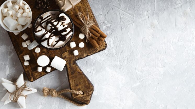 复制美味的热巧克力概念与复制空间饮料温暖传统