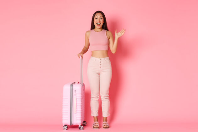 旅游旅游 度假 度假理念快乐迷人的夏装亚洲女孩女性旅游中国