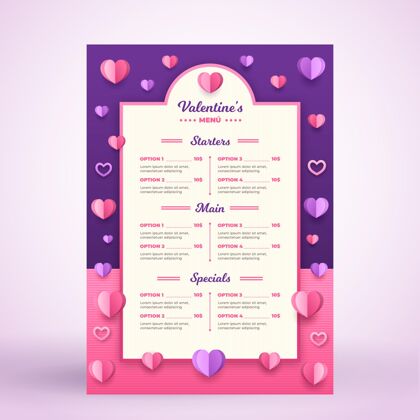 模板平面情人节菜单模板情人节情人节菜单