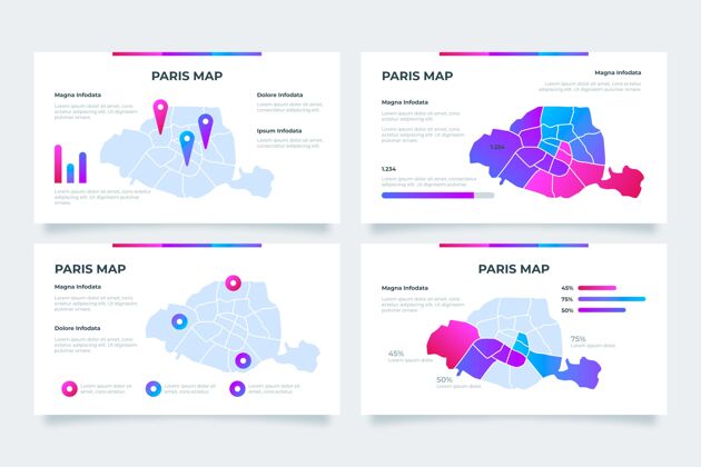 模板渐变巴黎地图信息图数据信息图国家