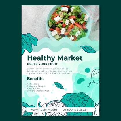 准备生物和健康食品传单模板生物食品传单