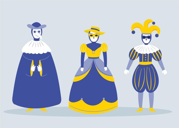 服装蓝色和金色的意大利狂欢节角色服装活动化妆舞会卡通