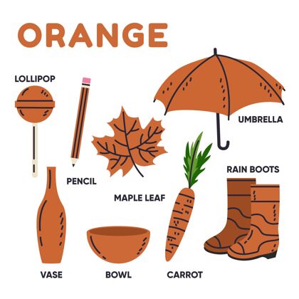 实践橙色和词汇词汇集合学习包装家庭作业