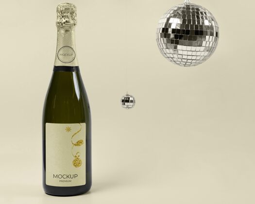 包装香槟瓶模型和迪斯科舞会葡萄酒夏娃香槟瓶