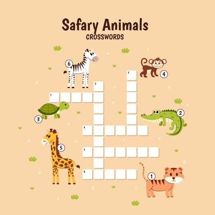 填字游戏英语纵横填字游戏 适合有动物的儿童童年工作表英语