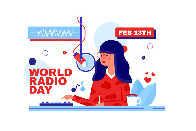 广播平面设计世界广播日人物对话世界广播日广播音量