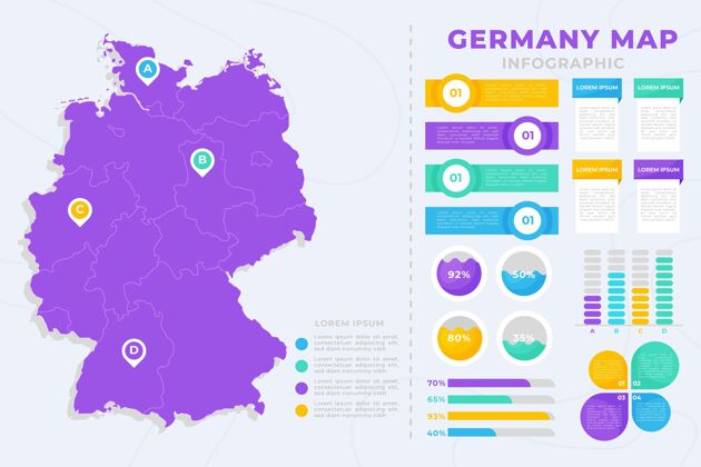 模板平面德国地图信息图增长德国图形