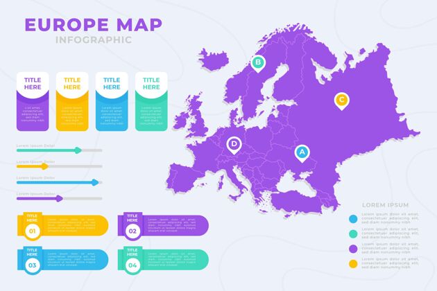 分析平面欧洲地图信息图增长信息统计