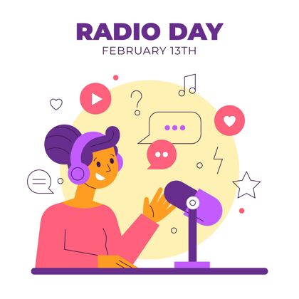 平面设计平面设计世界广播日与女人设计日收音机