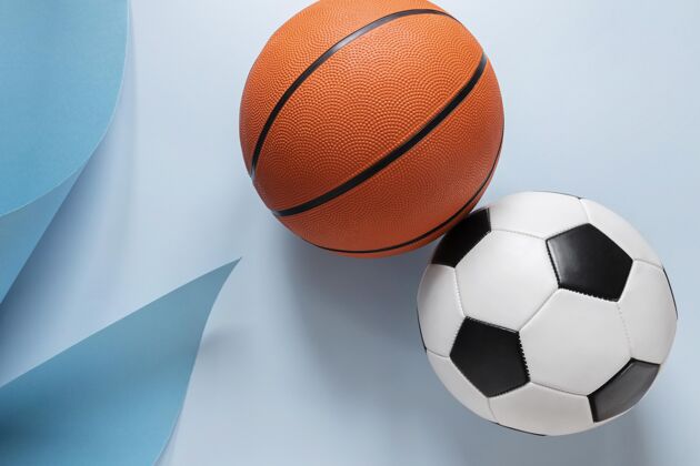 球体篮球和足球的顶视图娱乐乐趣运动