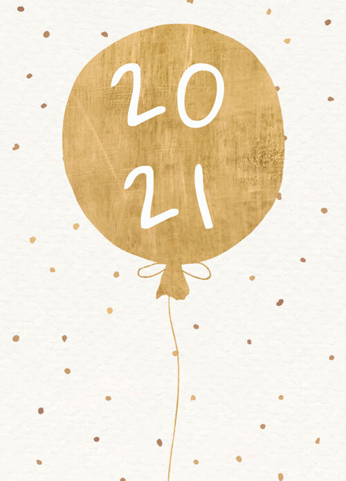 闪光2021新年贺卡与金气球贺卡数字可编辑