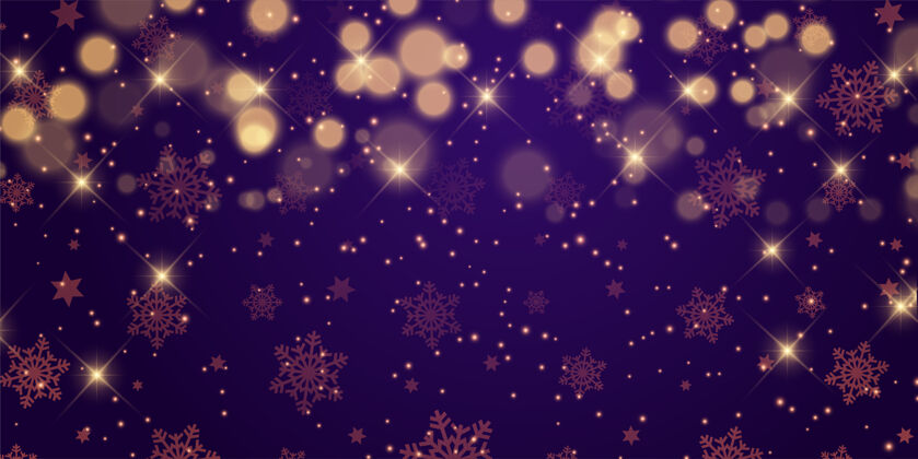 节日圣诞横幅设计与星星和波基灯灯光波基雪