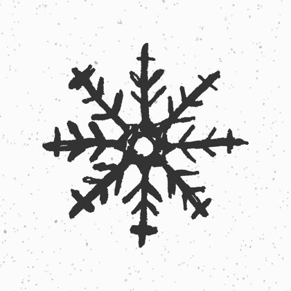装饰涂鸦风格的黑色冬天雪花季节性装饰素描