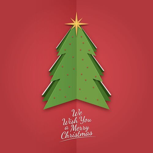 纸风格纸制圣诞树快乐季节文化