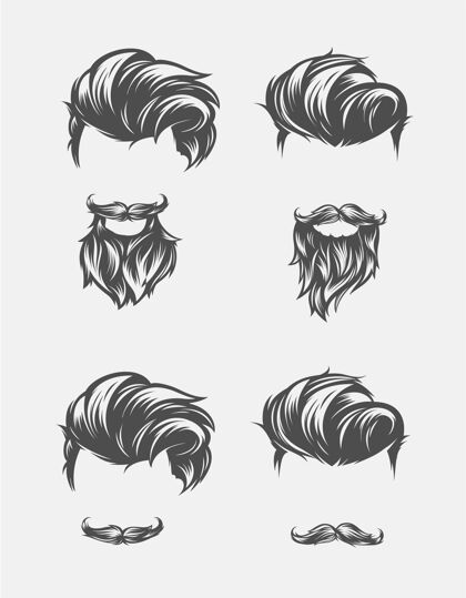 流苏男人的发型和脸上留胡子的头发插图胡子涂鸦胡须