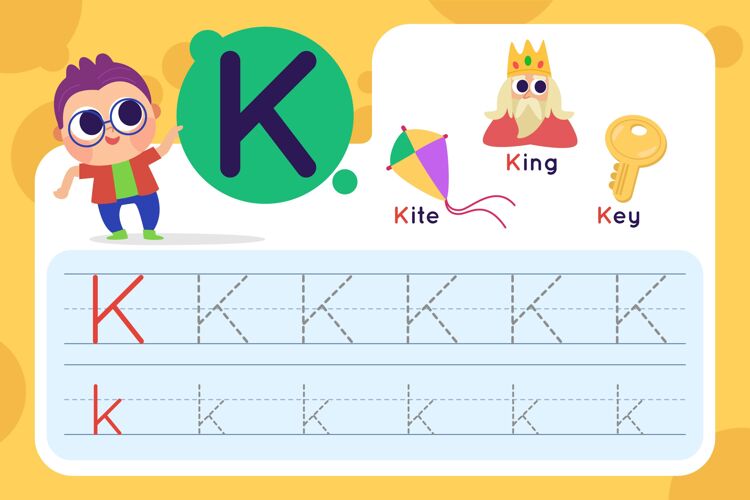 设计带风筝和国王的字母k学习平面设计学校