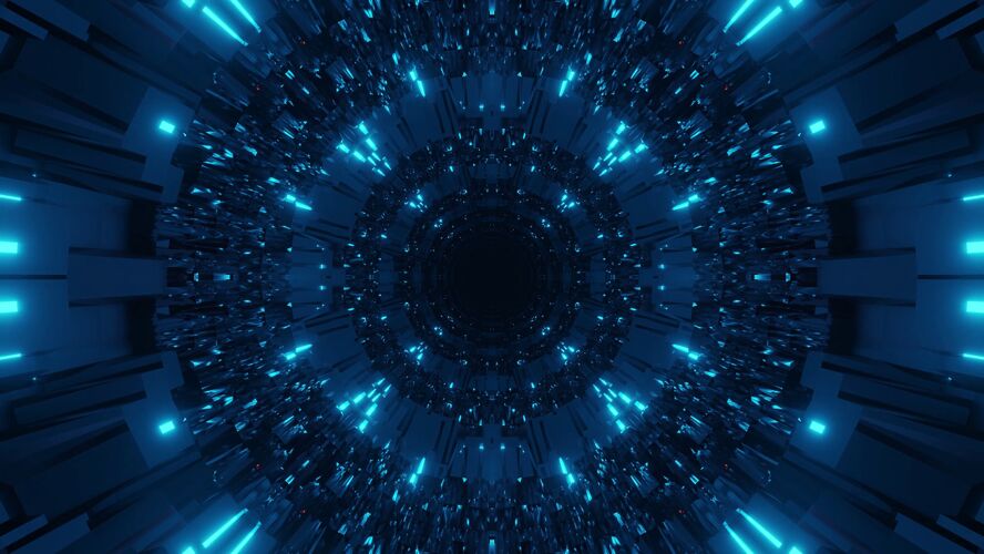 现代宇宙背景与黑暗和浅蓝色激光灯-完美的数字墙纸奇幻水晶幻想