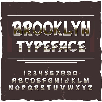 脚本布鲁克林字母与方形框架和老式字体与线数字和字母设计信头字体