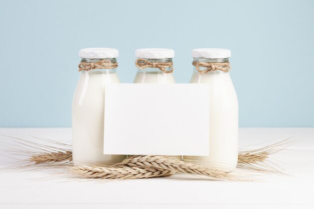 乳制品奶制品模型与奶瓶和占位符牛奶模型安排