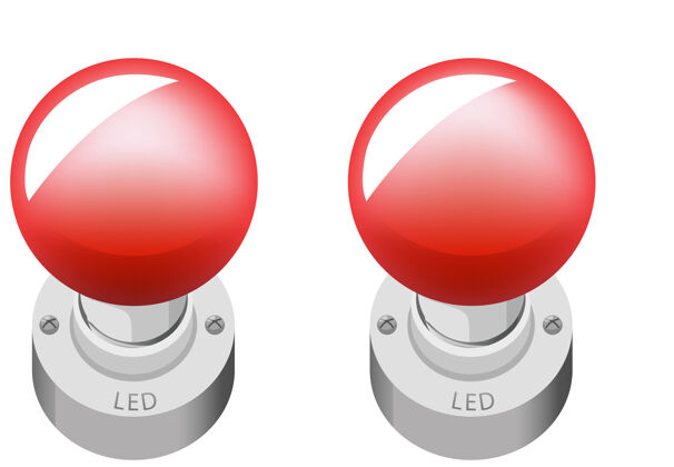 电路两个led对象卡通风格隔离在白色背景上电压电源电池