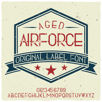 类型老式字母和标签字体命名为空军设计精细风格
