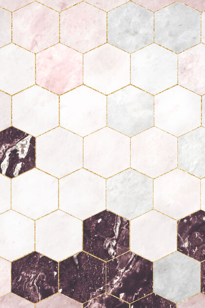 抽象六边形粉色大理石瓷砖花哨潮流炫目