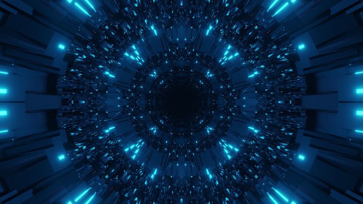 现代宇宙背景与黑暗和浅蓝色激光灯-完美的数字墙纸奇幻水晶幻想