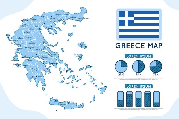 制图手绘希腊地图信息图信息图表图形